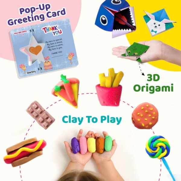 SmartCraft Mega 20+ Art and Craft Activity Kit for Girls Ages 5 to 9 Years Old | Creative Birthday Gift for Kids I Clay, Stamp, Tracing, 3D House, Origami & Many More I Toys for Kids Age 5,6,7,8,9 - Image 5