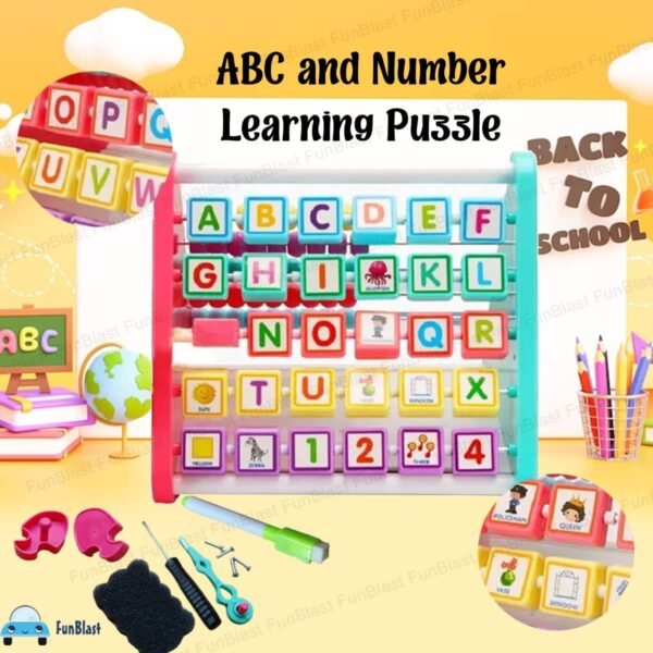 FunBlast Activity Learning Toy - 5 in 1 Multifunctional Activity Triangle Learn Shelf, ABC and Number Learning Puzzle for Kids, Montessori Learning Toys for 2 3 4 Years Old Kids - Multicolor - Image 6