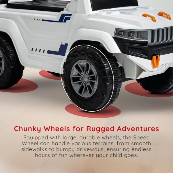 Baybee Speedy Ride on Baby Car for Kids | Ride on Toys Car with Music & LED Light | Portable Push Ride on Jeep with Backrest & Storage Basket | Kids Car to Drive 1-3 Years Boys Girls (White) - Image 5