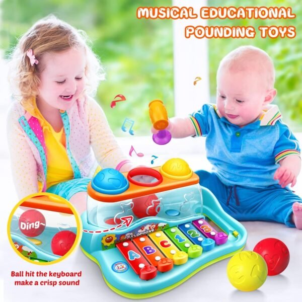 Baby Toys 12-18 Months Hammer Pounding Xylophone Kids Gifts for 1 2 3+ Year Old Boys Girls, Early Educational with Music Balls, Christmas Birthday Toys for 6 to 12 Months - Image 3