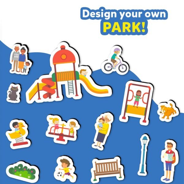 Skillmatics Creative Toy Magnetopia - Design Your City, Interactive Pretend Play Set for Kids, Toddlers, 60+ Magnetic Pieces, Preschool Learning Classic Board Game, Gifts for Unisex Ages 3-7 - Image 5