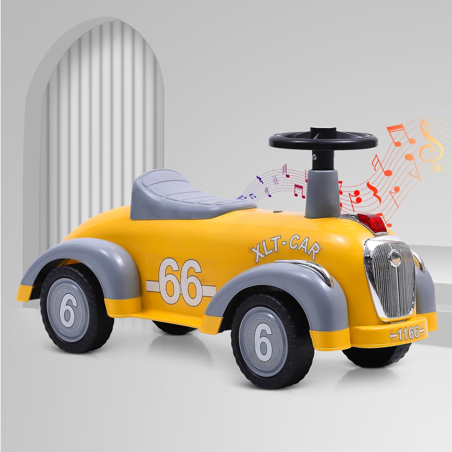NHR Ride on Car Kids Play Ride on Toys PP Plastic 4 Wheel Magic Baby Slide Car (Yellow)