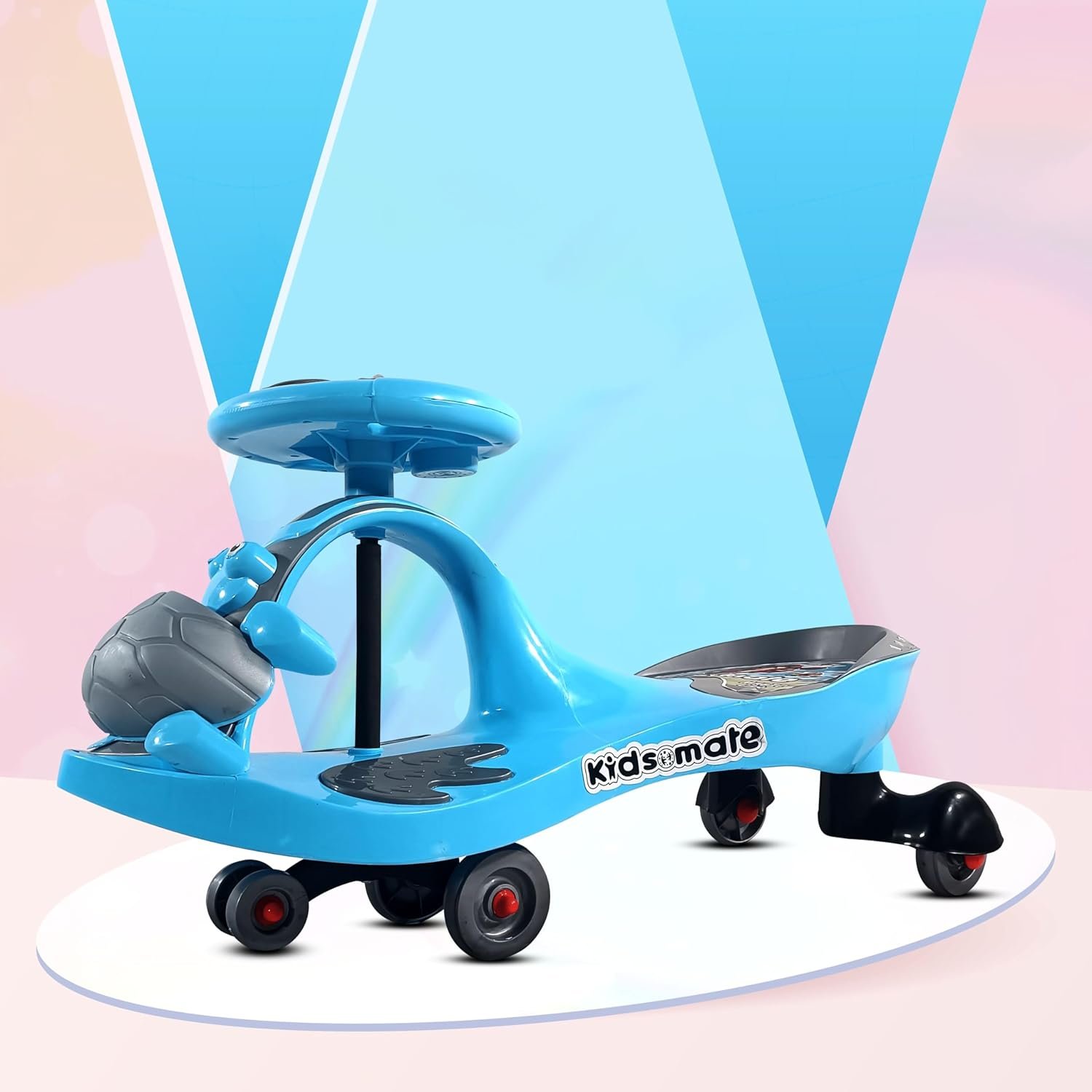Kidsmate Magic Swing Car for Kids | 360° Rotating Baby Car | Kids Ride on Toy Car | Durable & Vibrant Design with Music & Lights | Indoor & Outdoor Use Kids Car with Wide seat | 3+ Years (Blue)