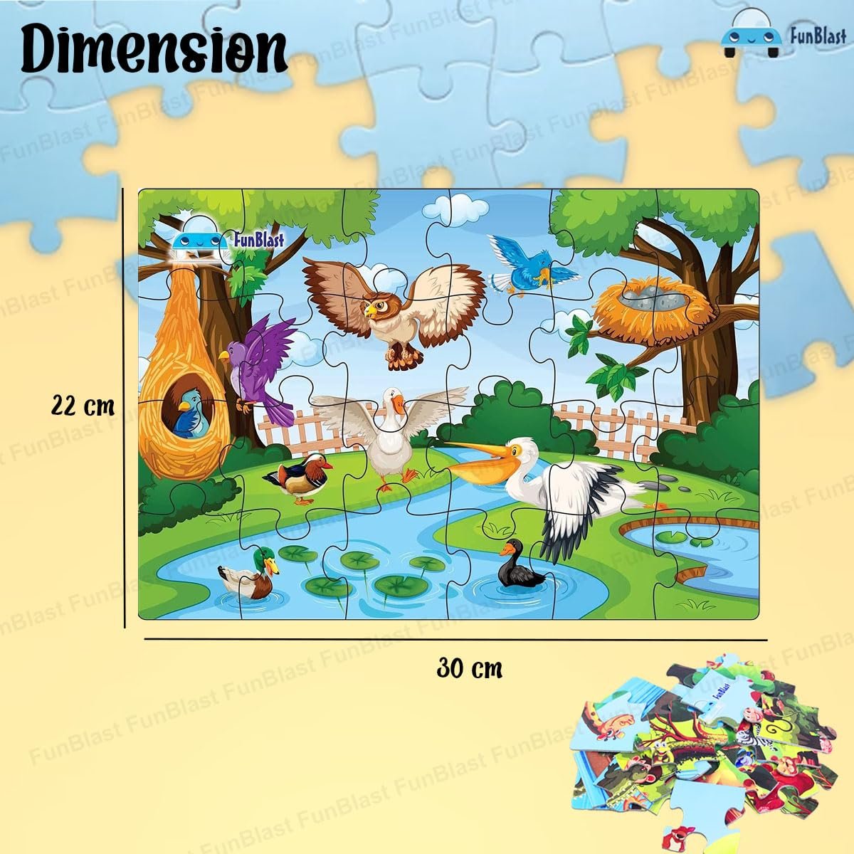 FunBlast Kids Puzzles, Animal and Birds Jigsaw for Ages 3-5 Years, Set of 4-96 Pcs (Multicolor, Size 30X22 CM) - Image 3