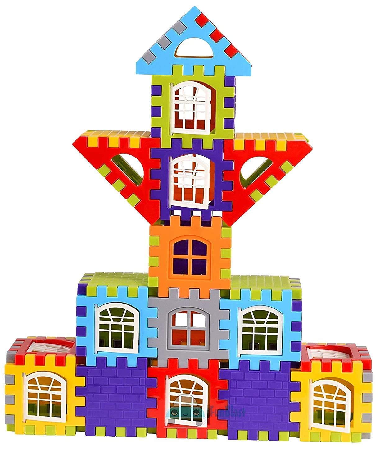 MBK 60+ Piece Multi Colored Happy Home Building Blocks Set | Educational Block Game for Kids 2-5 Years | Attractive Windows and Smooth Edges | Boys, Girls, Childrens Toys - Image 5
