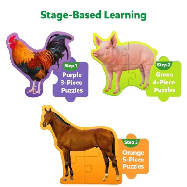 Skillmatics Step by Step Puzzle - 40 Piece Farm Animal Jigsaw & Toddler Puzzles, Educational Montessori Toy for Boys & Girls, Gifts for Kids Ages 3, 4, 5 and Up - Image 6