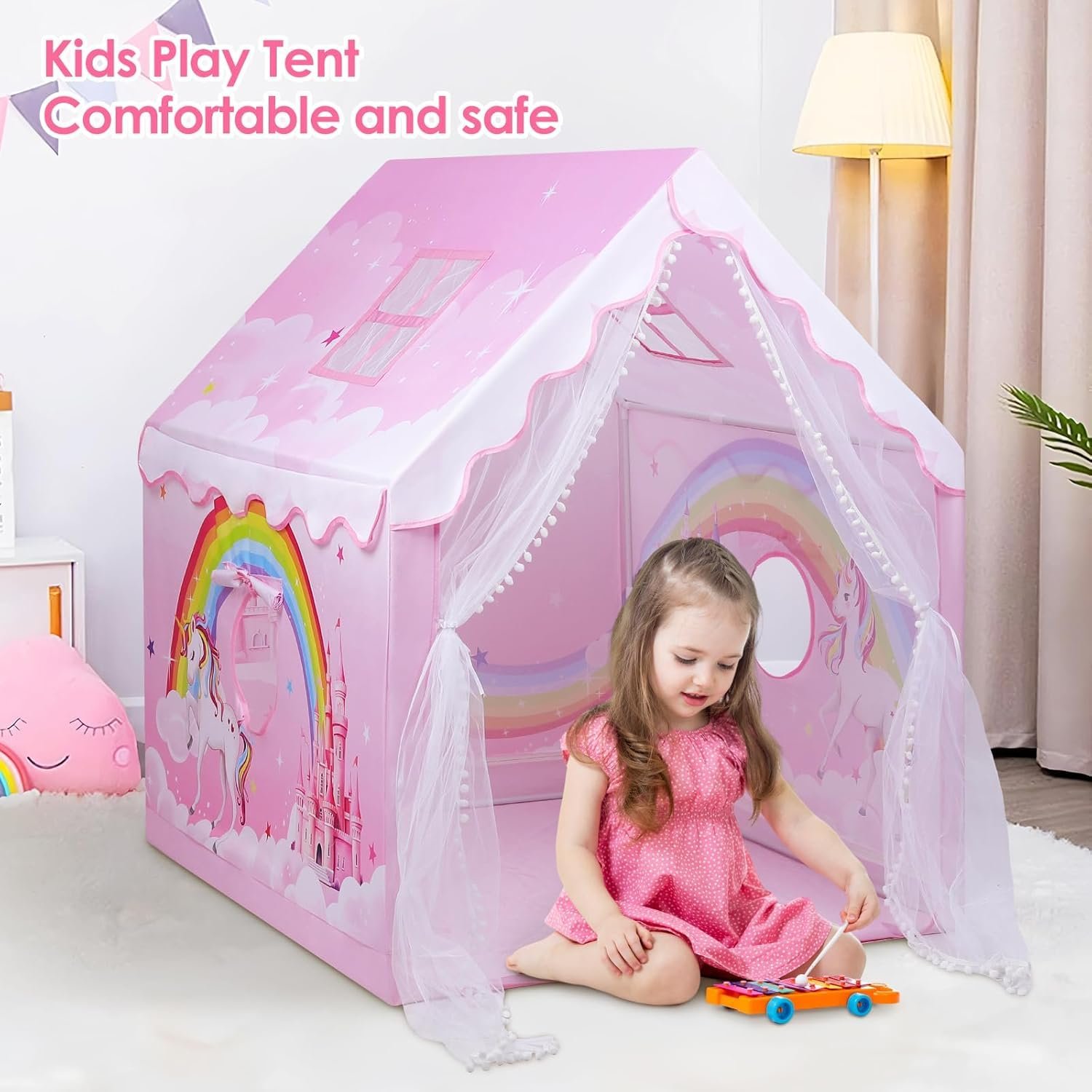 Colorfull and Extremely Light Weight Indoor and Outdoor Kids Play Tent House for 3-8 Years Old Kids Girls and Boys (RNBW-89) - Image 4