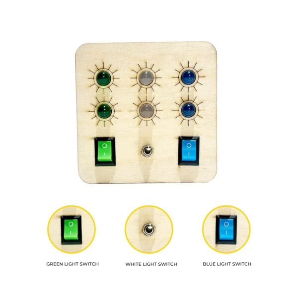 ZeeBaa Toys Portable Busy Board P1 - Montessori Sensory Toy for Kids (1-6 Years) | LED Lights & Switches | Fine Motor Skills & Cognitive Development | Travel-Friendly | Beige - Image 3