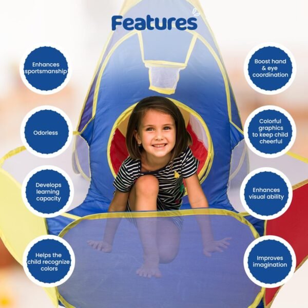 BUMTUM Baby Tunnel 3-in-1 Hide & Seek Ball Pool Tunnel for Kids 1-5 Years Girls | Boys Toddlers Ball Pit Foldable Tent House for Kids Activity Indoor Outdoor Toys - Balls Not Included - Image 3