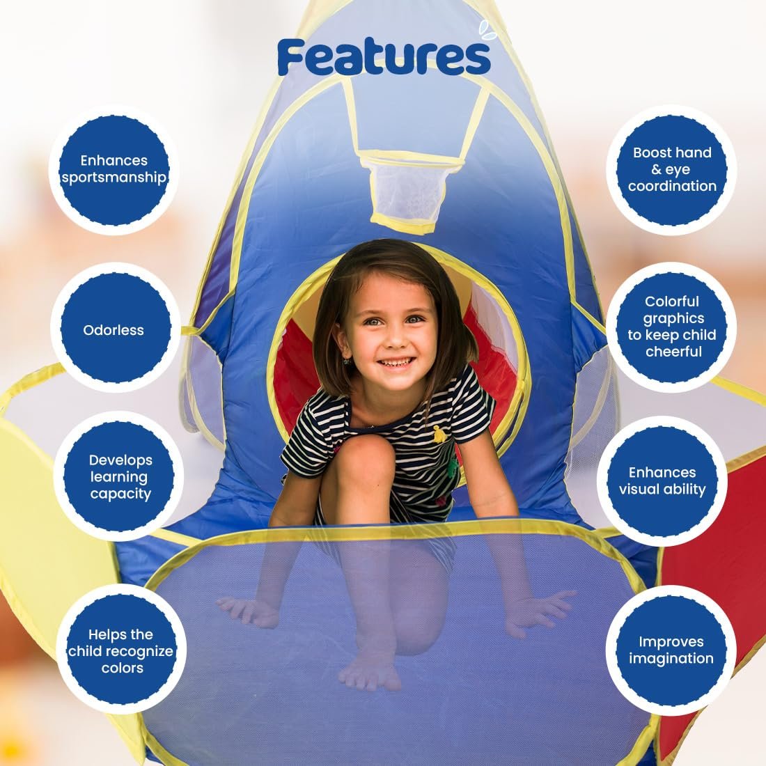 BUMTUM Baby Tunnel 3-in-1 Hide & Seek Ball Pool Tunnel for Kids 1-5 Years Girls | Boys Toddlers Ball Pit Foldable Tent House for Kids Activity Indoor Outdoor Toys - Balls Not Included - Image 3