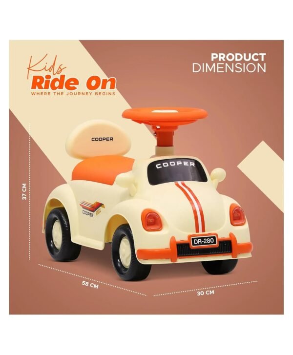 Car Ride-On for Kids with Headlights Music Under Seat Storage Big Wheels and Push Handle Ideal Ride-On for 1+ Years Kids 20kg Capacity Durable Blue Baby Toy Car Yellow
