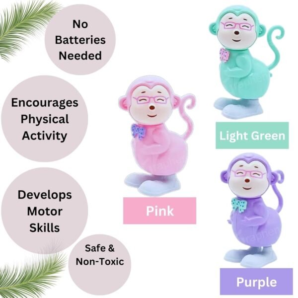 GRAPHENE Wind-Up Key Operated Jumping Animal & Bird Toys for Kids – Duck, Monkey, Dinosaur, Sparrow Moving Crawling Toys for Toddlers & Infants (1-5 Years) – Multicolor Set of 3 - Image 5