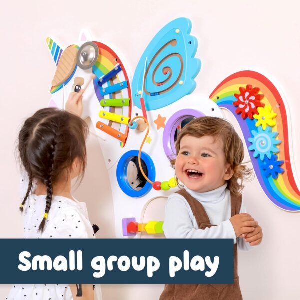 Unicorn Montessori Activity Wall Panel Toy | Wooden Sensory Playboard for Kids & Toddlers | Bead Maze, Gears, Xylophone | Wall Décor for Playroom & Preschool (1-6 Years) - Image 4