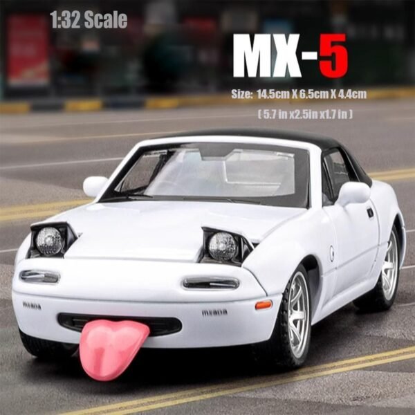 RuZon1:32 Mazda Miata MX-5 Alloy Model Car, Toy Car with Pullback, Removable Top, Blinking Lights, Toy Car with Sound and Bright Lights, Collectible Grade Gift for Kids?White? - Image 4