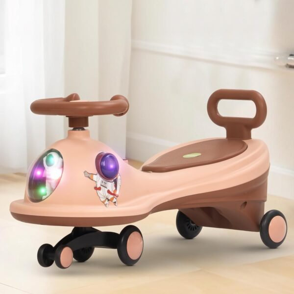 Baybee Astro Baby Swing Car for Kids | Push Ride on Baby Car with 360° Steering, LED Lights, Music & Backrest | Twister Rideons Toy Kids Cars | Magic Cars for Kid 3 to 8 Years Boys Girls (Dark Pink)
