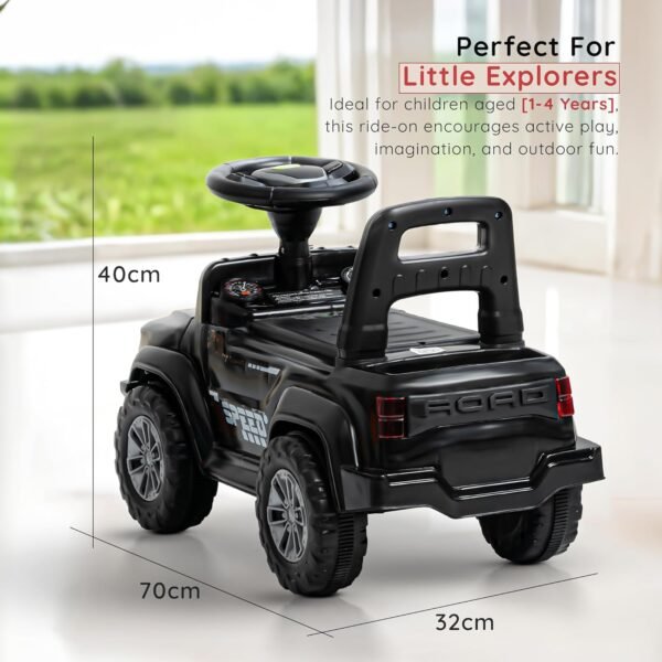 Baybee Ride on Baby Car for Kids | Push Ride on Jeep with Music & LED Light | Portable Ride on Toys Car with Backrest & Storage Basket | Kids Car to Drive 1-3 Years Boys Girls (Black) - Image 3