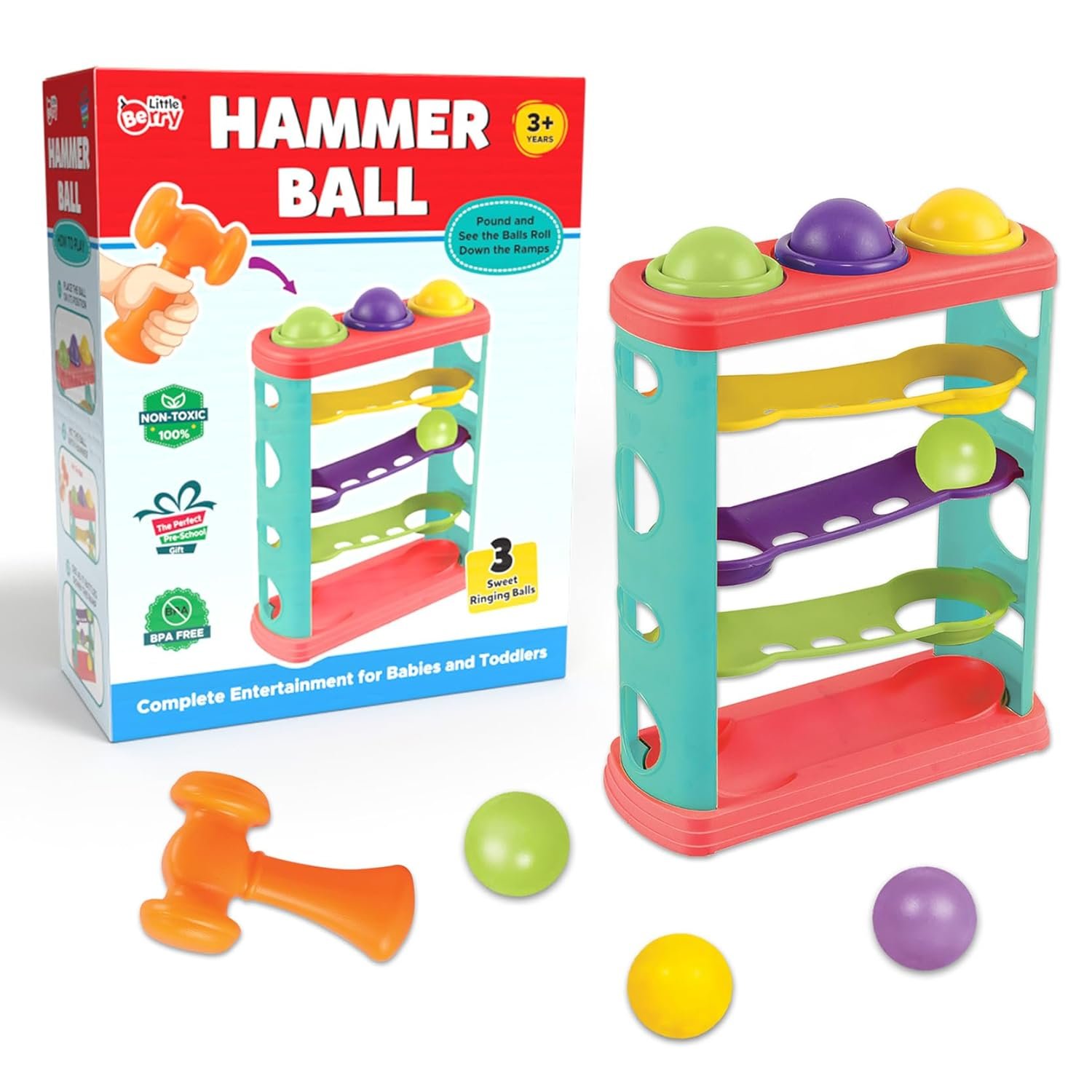 Hammer Knock Ball Toy for Kids: Pound a Ball Toy for Toddlers | Kids & Toddler Activity Toys for 2-4 Years | Gift for 1 Year Old Boys & Girls | Preschool & Montessori Education Toy