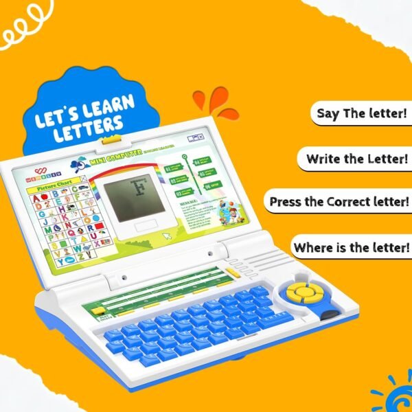 Wembley Educational Kids Laptop For 2-5 Years Boys Girls Computer Toys For 3 Years Ideal Birthday Gift Fun Activity Learning Alphabet,Letter,Words,Games,Mathematics,Music,Logic Memory Tool - Blue - Image 4