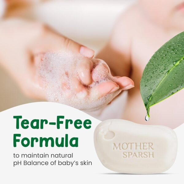 Mother Sparsh Plant Powered Natural Baby Soap - Pack of 4X75gms | Hypoallergenic & Tear-Free Soap for Babies, Newborns - Image 3