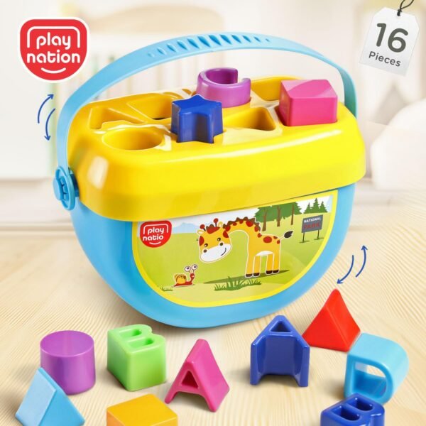 Play Nation Premium My First Shape Sorter Toy for Babies,16 Blocks, Brain Development & Educational Learning Activity Game for Toddlers & Kids,Sorting & Stacking Toys,0+ Months,Best Gift,BIS Certified - Image 2