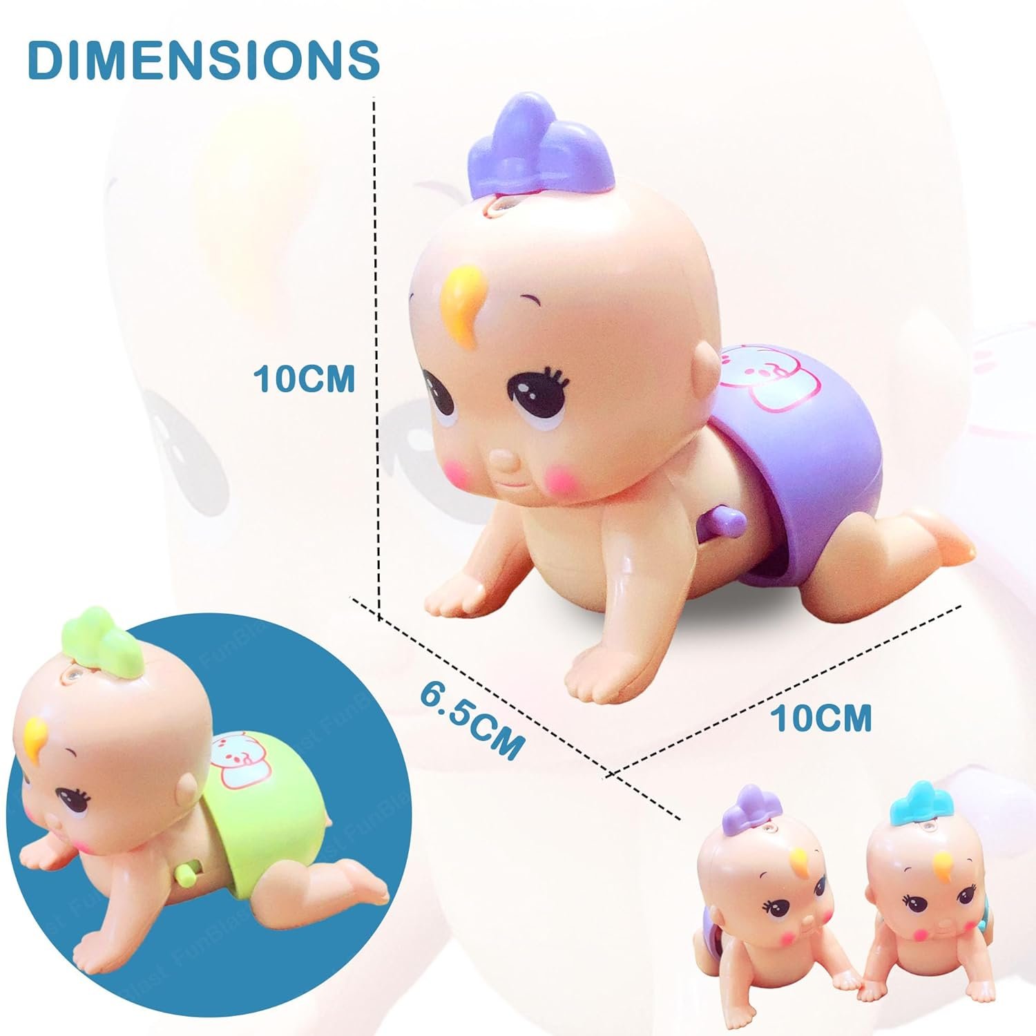 FunBlast Cute Baby Crawling Toy for Kids - Electric Mini Climb Doll, Crawling Baby Toy with Musical Sound, Sound Toys for 18+ Months Kids, Boys, Girls (Pack of 1; Random Color) - Image 2