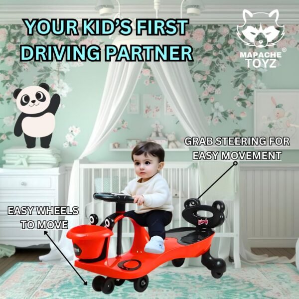 Mapache Wendy Rider Magic Car for Kids with Bucket, Light & Music & Comfortable Seats, Weight Cap- 100 Kg | Ride-on Baby Car, Swing Car, Magic Toy Car, Kids Push Car, Magic Rideon, Color (Red) - Image 6