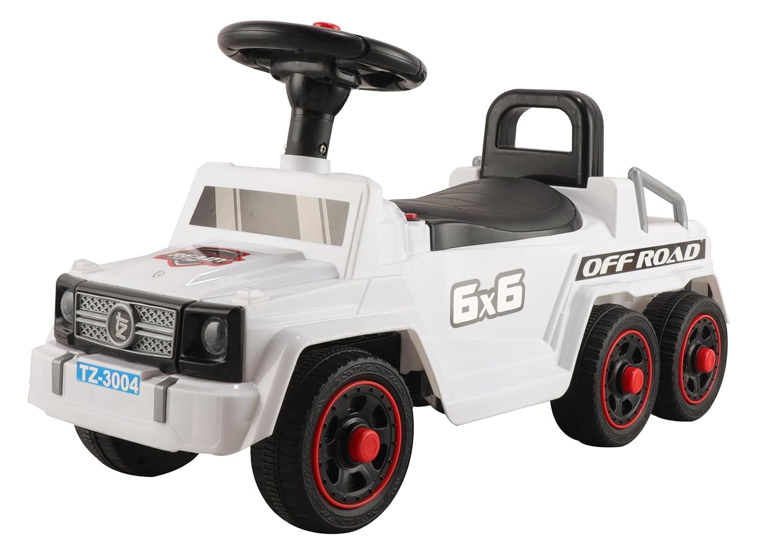 JoyRide 6 * 6 Offroad Sports Car Steering Wheel, Music, Backrest, Storage and Headlights Toy Car for Boys&Girls 18 Months to 3 Years (White)