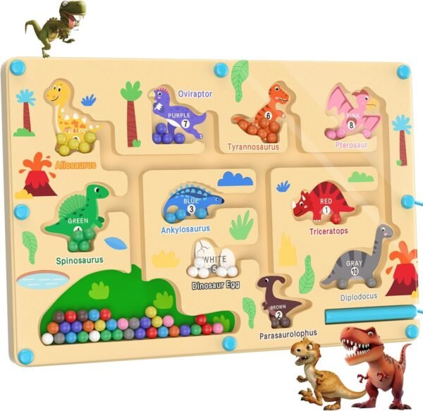 Montessori Toys 3 4 5 6 Years, Wooden Magnetic Maze, Educational Game of Colors and Numbers, Magnetic Toys Fine Motor Skills, Gift for Boys and Girls 3-6 Years Old