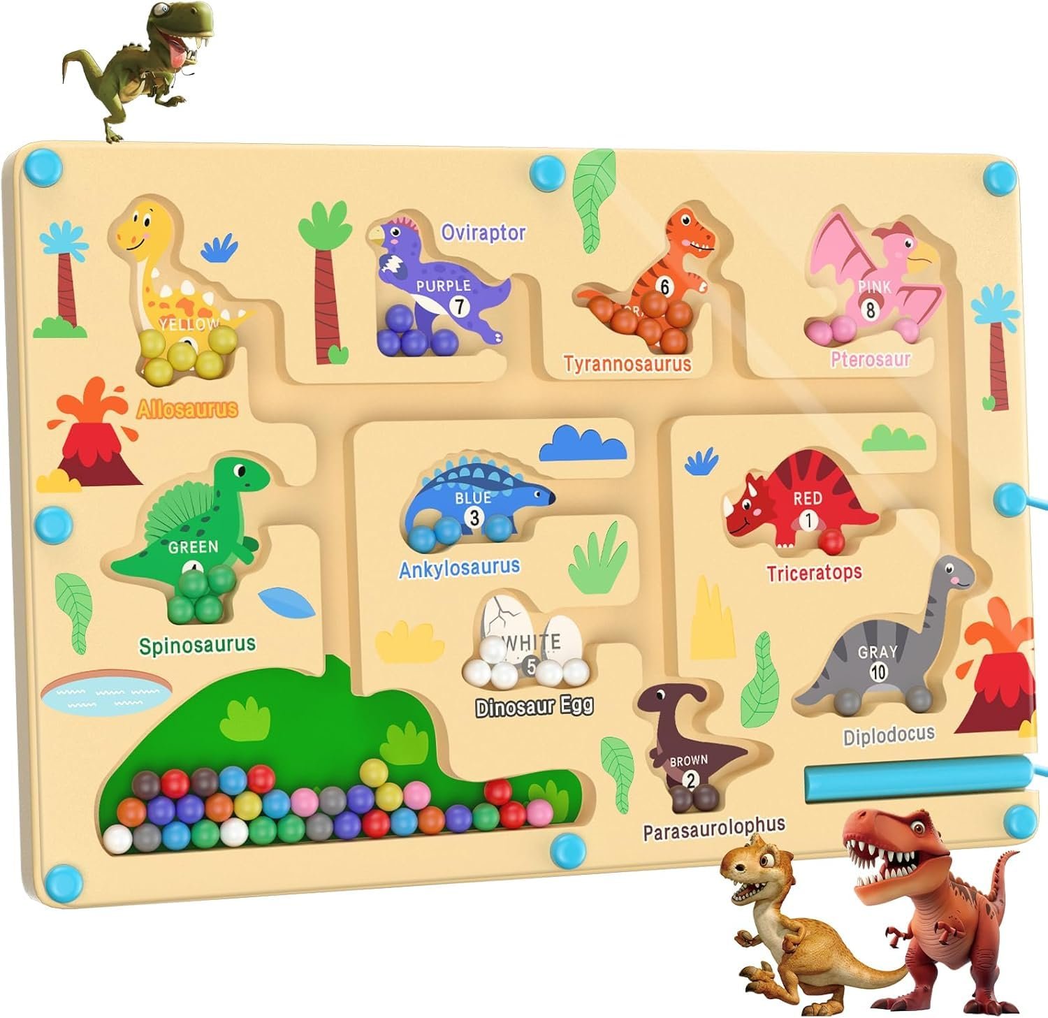 Montessori Toys 3 4 5 6 Years, Wooden Magnetic Maze, Educational Game of Colors and Numbers, Magnetic Toys Fine Motor Skills, Gift for Boys and Girls 3-6 Years Old