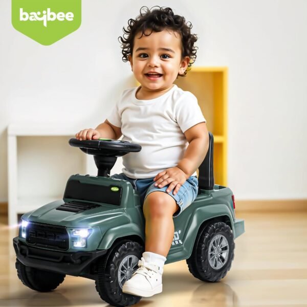 Baybee Ride on Baby Car for Kids | Push Ride on Jeep with Music & LED Light | Portable Ride on Toys Car with Backrest & Storage Basket | Kids Car to Drive 1-3 Years Boys Girls (Dark Green) - Image 2