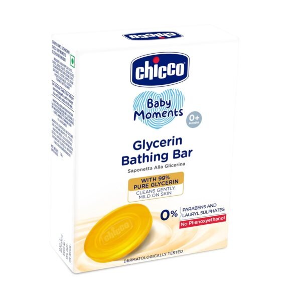 Chicco Baby Moments Glycerin Bathing Bar With 99% Pure Glycerin,75G|Mild Formula For Gentle Cleansing|No Added Colours|Parabens & Phenoxyethanol Free|Dermatologically Tested|Pure Soap Babies Kids - Image 3