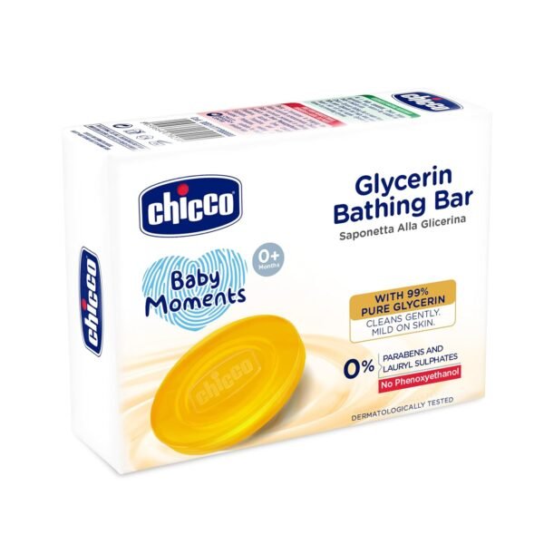 Chicco Baby Moments Glycerin Bathing Bar With 99% Pure Glycerin,75G|Mild Formula For Gentle Cleansing|No Added Colours|Parabens & Phenoxyethanol Free|Dermatologically Tested|Pure Soap Babies Kids - Image 2