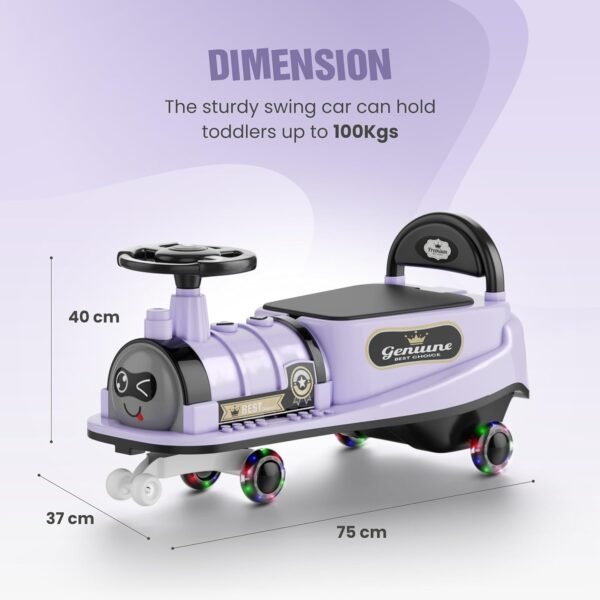 Train Car for Kids 1 Year+ | 2 Year+ | Baby Panda Swing Car | Ride On Car for Kids | Musical Twister Toy Car Magic | Best Birthday Gift for 1-5 Years Baby | Upto 100kg (Violet) - Image 2
