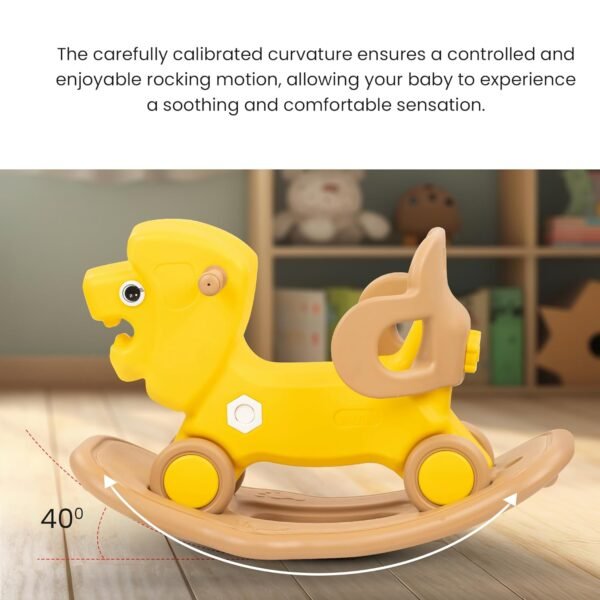 Baybee 3 in 1 Baby Rocker & Ride on Toy Car for Kids | Push Ride on Kids Car with Balancing Board & Safety Guardrail | Rocker for Babies | Indoor Outdoor Rocking Chair for Toddlers 1-3 Years (Lion) - Image 5