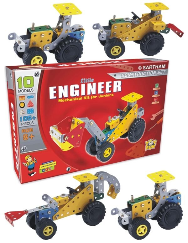 SARTHAM Construction Set, Age 8+ | Mechanical and Engineering Toy Set for Kids | DIY Educational Puzzle Kit for Kids | 105+ Pieces and 10 Models | Multicolor