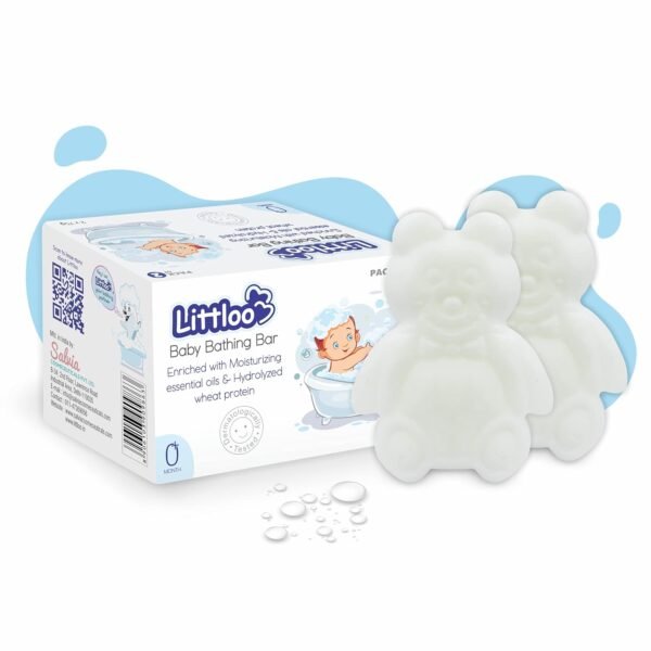 Littloo Mild & Gentle, Moisturizing & Nourishing Baby Bathing Bar with Wheatgerm Protein Skin-Friendly Cleansing Soap For Normal to Dry Skin Baby (2 X 75 GM)