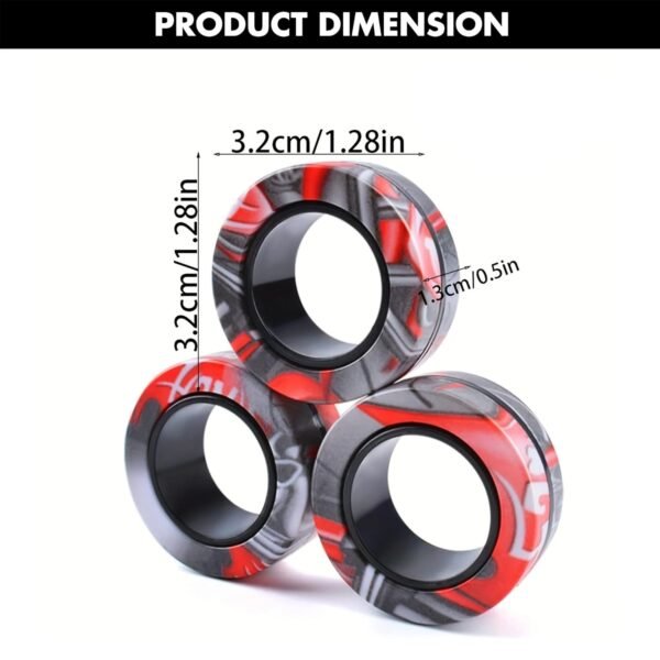 Kidology Magnetic Fidget Rings, Fidget Spinner Therapy Toys for Sensory Play, Ideal Gift for 4+ Year Olds, Stress Relief Anxiety Rings for Kids & Adults (RED/BLUE) - Image 2