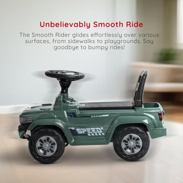 Baybee Speedy Ride on Baby Car for Kids | Ride on Toys Car with Music & LED Light | Portable Push Ride on Jeep with Backrest & Storage Basket | Kids Car to Drive 1-3 Years Boys Girls (Dark Green) - Image 6