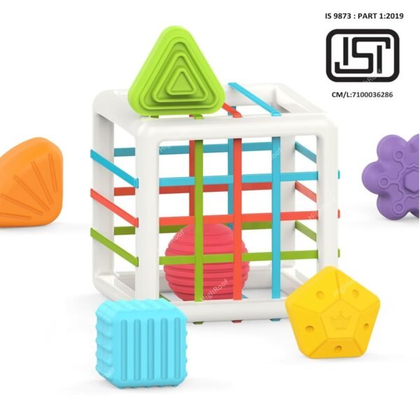 Shape Sorter Baby Toys for Kids, Montessori Sensory Learning Activity Cube Shapes Blocks Toys for 1-3 Year Old Boy and Girl, Birthday Gifts for Toddler (6 Pcs Blocks) - Image 4