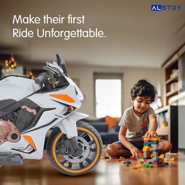 Kids Hyper-X Toy Bike with Rechargeable 12v Battery Operated Electric Ride-on Bike for Kids | BIS/ISI aproved Safe | 6 Months All Electric Warranty | 5 to 12 Years | Large | Ornage+White - Image 4