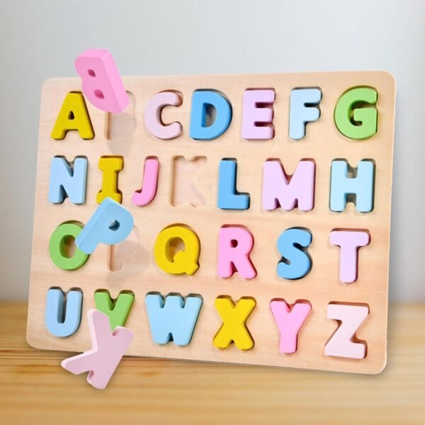 Toy Wood Alphabet Puzzle Set Puzzle Board for Boys Girls Children Ages 0-3 Years - Image 2