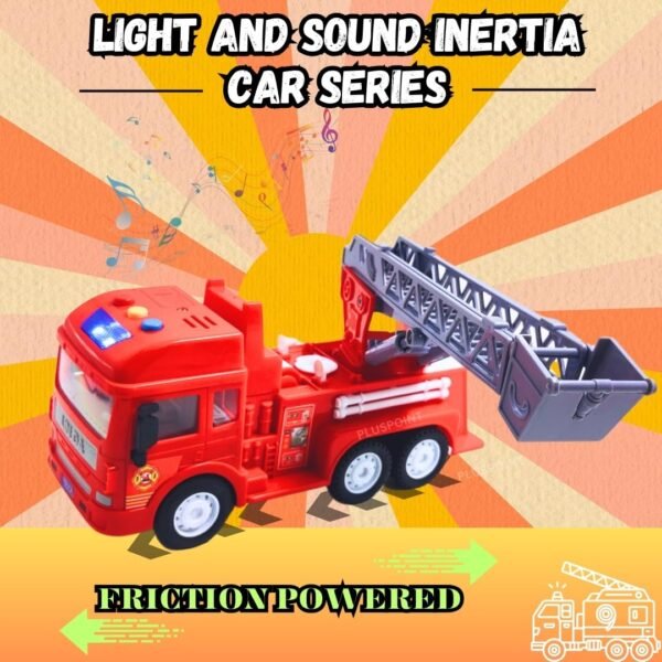 PLUSPOINT Fire Truck Toy Friction Powered Emergency Truck with Flashing Lights & Siren Sounds for Kids, Extendable Rotating Ladder. Firetruck Toys 3-5 Years Old (Fire Truck) - Image 4