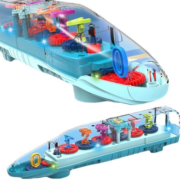 Toyshine Big Transparent Bump and Go Train with 3D Lightning, Moving Gears and Music | Birthday Toy Gift for 2-5 Year Old Boy, Girl, Baby - Numbers