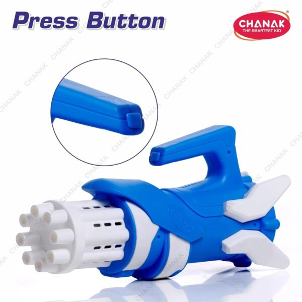 Chanak Gatling Bubble Gun for Kids, 8- Hole Bubble Gun Toy for Kids Above 3 Years, Bubble Machine for Indoor & Outdoor Play, 100% Safe & Skin Friendly (Bubble Solution Included), BIS Approved - Image 5