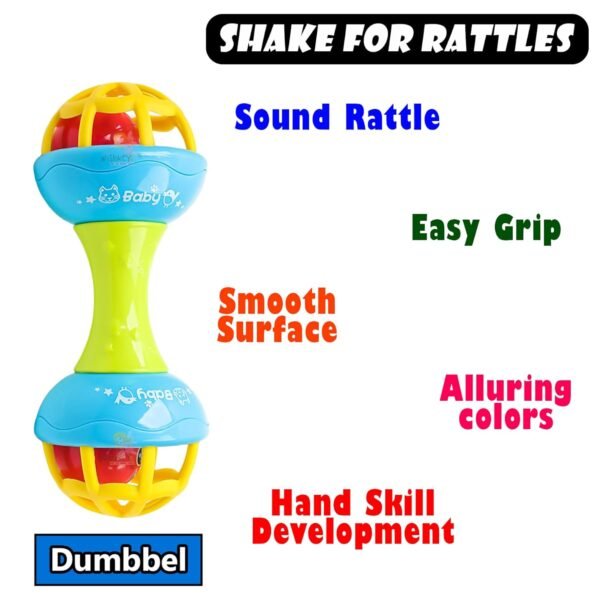 WISHKEY Plastic Colorful Rattles for Infants, BPA Free Non-Toxic Shake & Grab Toys for New Born Babies, Early Age Toys for Kids, 0-6 Months, Multicolor (Pack of 2) - Image 5