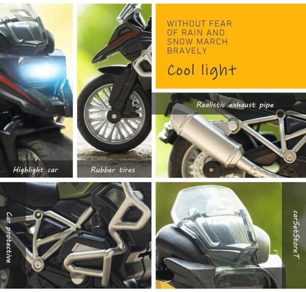 WORSHIPER Motorcycle Toy - Pull Back Motorcycle Toys, Tiny Gift with Music Lighting, Latte Motorcycles Toy for Kids Boys Age 3-8 Year Old 【Random Colour】 - Image 4