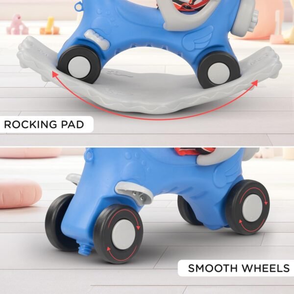 Baybee 3 in 1 Baby Rocking Horse Ride on Toy Car for Kids | Baby Rocking Chair with Push Handle, Balance Board & Safety Guardrail | Push Ride on Car for Kid | Horse Rider for Kids 1-3 Years (Blue) - Image 4