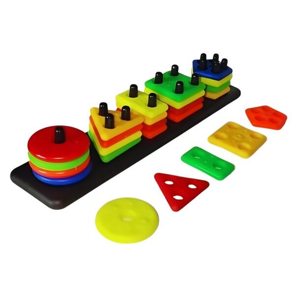 Colourful Shape Sticker Geometric Shape Toys for Kids, Sorting &Stacking Toy for Toddler and Kids, Colour Stacker Shape Sorter Educational Learning Toy for 1-5 Years Old Boys and Girls - Image 2