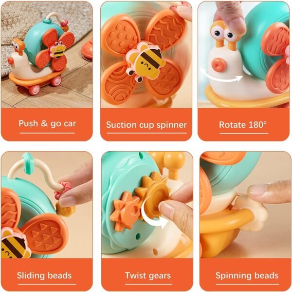 Samip Baby Montessori Sensory Toys - Fine Motor Skills Suction Cup Spinner Travel Toys - Toddler Activities Toys - Gifts for 6 7 8 9 10 12 18 Month Age 1 2 One Two Year Old Boys Girls Infant Bath Toys - Image 4
