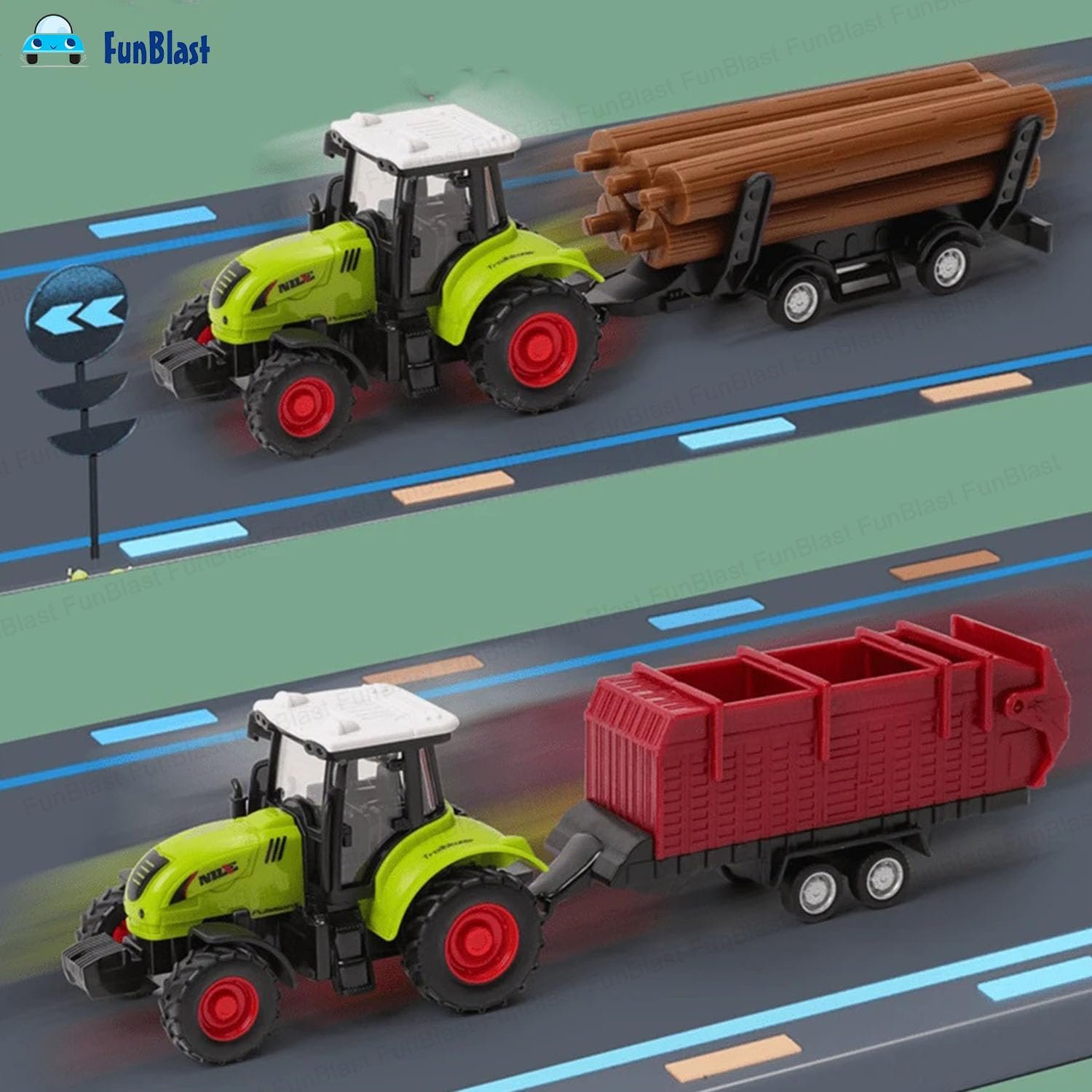 FunBlast DIY Farm Truck Toy for Boys; Construction Vehicle Toys for Kids - Friction Powered Toy Trucks for Boys;Girls & Toddlers - Multicolor - Image 6